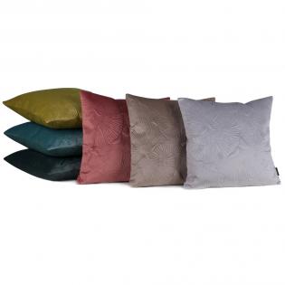 Poszewka dekoracyjna Velvet 58H 45x45cm beżowa wytłaczane liście miłorzębu