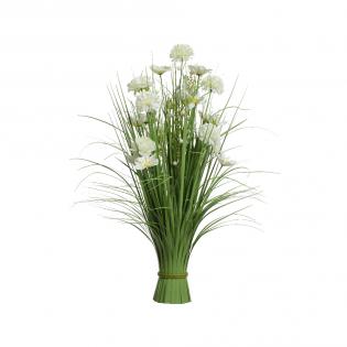 trawa dekoracyjna sztuczna z kwiatami białymi 70cm