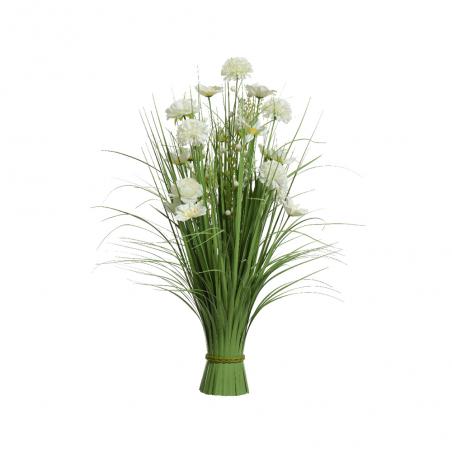 trawa dekoracyjna sztuczna z kwiatami białymi 70cm