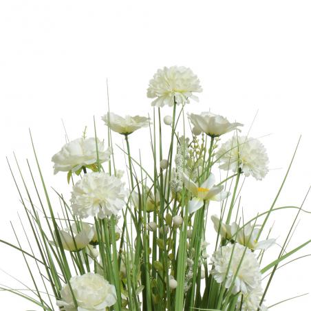trawa dekoracyjna sztuczna z kwiatami białymi 70cm