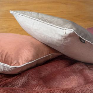 Poszewka dekoracyjna Velvet 57C/len 45x45cm dwustronna ciemnoróżowa i szara