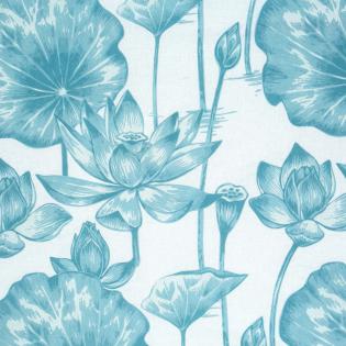 Pościel Eurofirany Classic Sonia 13 bawełniana liście niebieskie