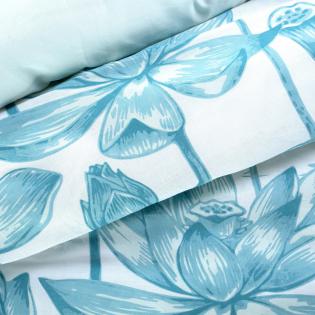 Pościel Eurofirany Classic Sonia 13 bawełniana liście niebieskie