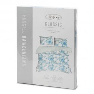 Pościel Eurofirany Classic Sonia 13 bawełniana liście niebieskie