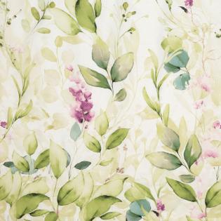 Pościel Eurofirany Nova print Nika 52 satyna zielone liście na białym tle