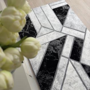 Dywan Diamond K4423S geometryczny biało-szaro-czarny