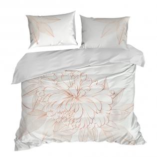 Pościel Eurofirany Limited Collection Blanca 8 satyna bawełniana liście i kwiaty biało-złote