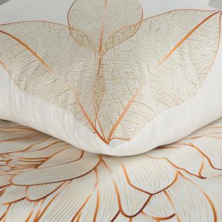 Pościel Eurofirany Limited Collection Blanca 8 satyna bawełniana liście i kwiaty biało-złote