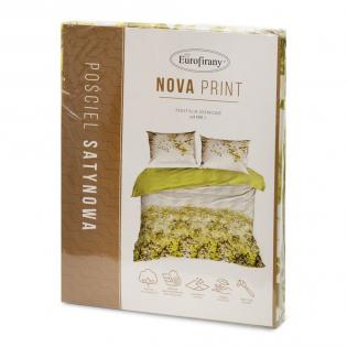 Pościel Eurofirany Nova Print Nika 22 satyna bawełniana zielone liście