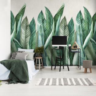 Tapeta mural Grandeco One Roll One Motif A39501 Bananier zielone liście bananowca 159x280cm