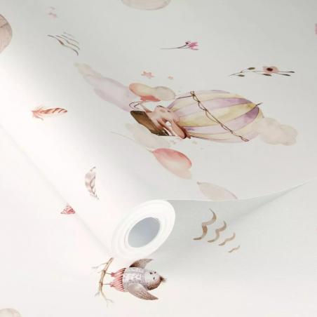 Tapeta ścienna dziecięca Rasch Kids World 300529 zwierzęta i balony różowe