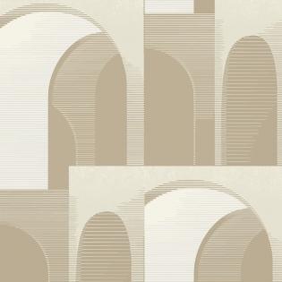 Tapeta Grandeco Ciara A63302 geometryczna Art Deco łuki kremowo-beżowa