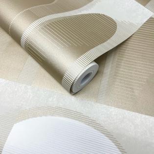 Tapeta Grandeco Ciara A63302 geometryczna Art Deco łuki kremowo-beżowa