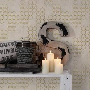 Tapeta AS Creation New Walls 37424-2 złote heksagony na beżowym tle