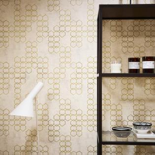 Tapeta AS Creation New Walls 37424-2 złote heksagony na beżowym tle