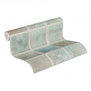 Tapeta AS Creation New Studio 37388-1 kafle mozaika niebiesko-zielona