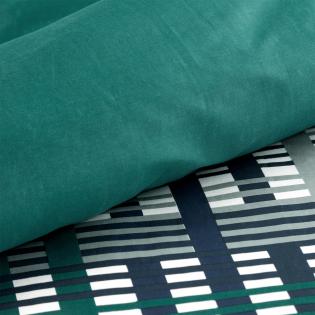 Pościel Eurofirany Nova Print Nika 47 satyna bawełniana męska geometryczna granatowo-zielona