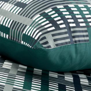 Pościel Eurofirany Nova Print Nika 47 satyna bawełniana męska geometryczna granatowo-zielona