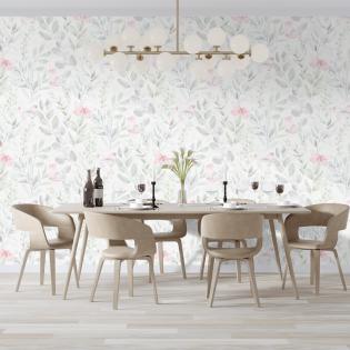 Tapeta Sintra Spring 529409 delikatne motyle liście szare