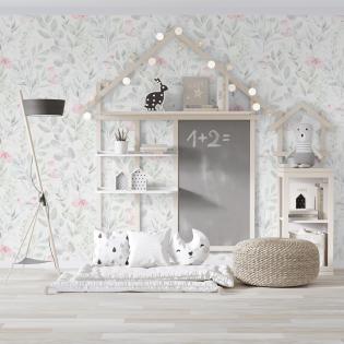 Tapeta Sintra Spring 529409 delikatne motyle liście szare