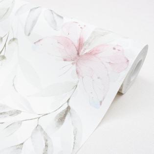 Tapeta Sintra Spring 529409 delikatne motyle liście szare