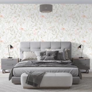 Tapeta Sintra Spring 529423 delikatne motyle liście beżowe