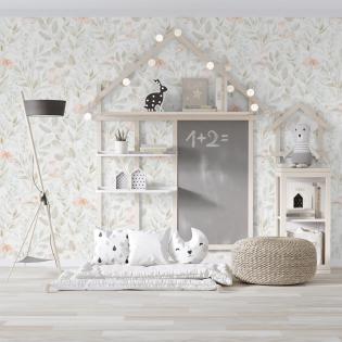 Tapeta Sintra Spring 529423 delikatne motyle liście beżowe