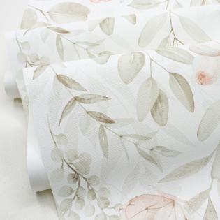 Tapeta Sintra Spring 529423 delikatne motyle liście beżowe