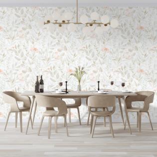 Tapeta Sintra Spring 529423 delikatne motyle liście beżowe