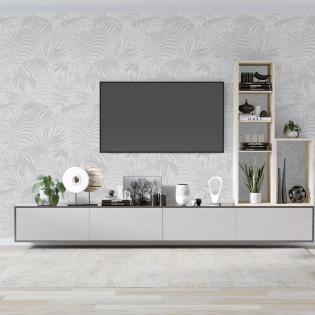 Tapeta Sintra Selva 454022 liście palmy szare