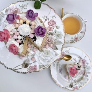 Villa Italia Margaret Filiżanka ze spodkiem do herbaty 200ml kolorowe kwiaty i motyle