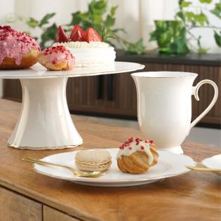 Villa Italia Denise Kubek porcelanowy 340ml biały ze złotą obwódką