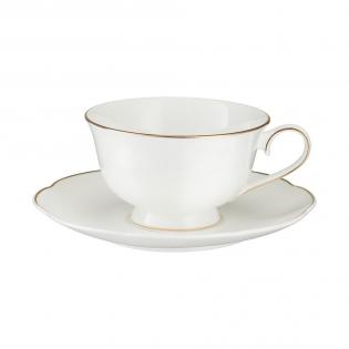 Villa Italia Denise Filiżanka ze spodkiem do herbaty 200ml biała ze złotą obwódką