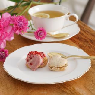 Villa Italia Denise Filiżanka ze spodkiem do herbaty 200ml biała ze złotą obwódką