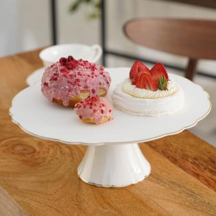 Villa Italia Denise Patera do ciasta 30cm biała ze złotą obwódką