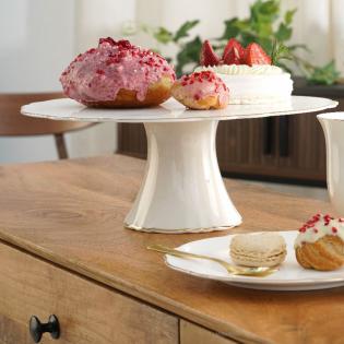 Villa Italia Denise Patera do ciasta 30cm biała ze złotą obwódką