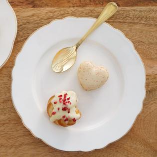 Villa Italia Denise Talerzyk deserowy 20cm biały ze złotą obwódką