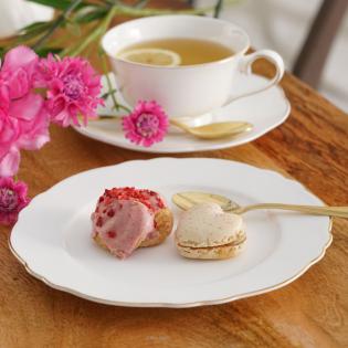 Villa Italia Denise Talerzyk deserowy 20cm biały ze złotą obwódką