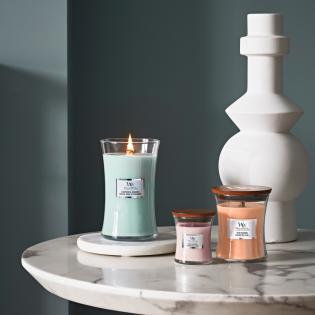 Woodwick Sagewood and Seagrass świeca zapachowa elipsa z knotem drewnianym