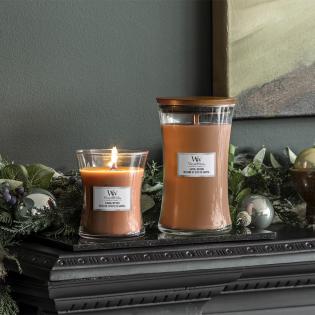 Woodwick Santal Myrrh świeca zapachowa mała z drewnianym knotem