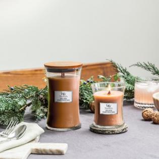 Woodwick Santal Myrrh świeca zapachowa elipsa z drewnianym knotem