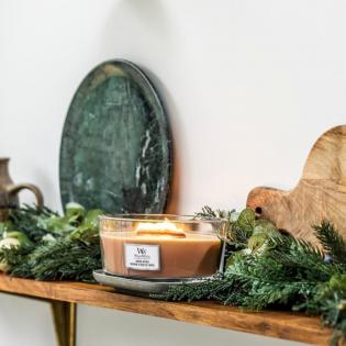 Woodwick Santal Myrrh świeca zapachowa elipsa z drewnianym knotem