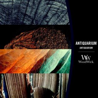 Woodwick Antiquarium świeca zapachowa średnia z drewnianym woskiem