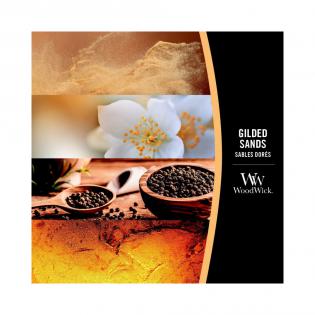 Woodwick Gilded Sands świeca zapachowa średnia z drewnianym knotem