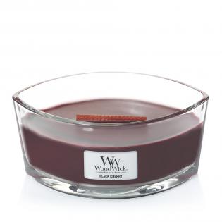 Woodwick Black Cherry świeca zapachowa elipsa z drewnianym knotem