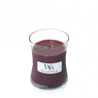 Woodwick Black Cherry świeca zapachowa mała z drewnianym knotem