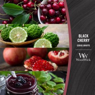 Woodwick Black Cherry świeca zapachowa mała z drewnianym knotem