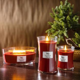 Woodwick Cinnamon Chai świeca zapachowa elipsa z drewnianym knotem