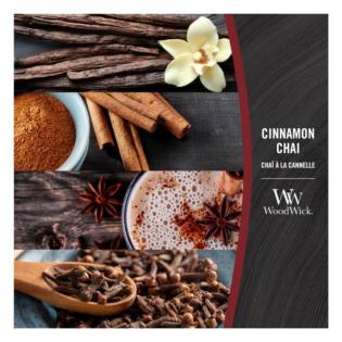 Woodwick Cinnamon Chai świeca zapachowa elipsa z drewnianym knotem
