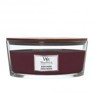 Woodwick Black Cherry świeca zapachowa elipsa z drewnianym knotem